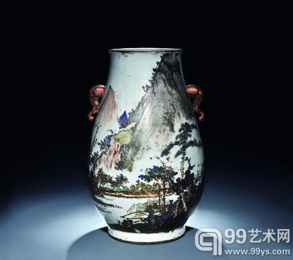 清晚期 王少维款浅绛彩山水纹象耳尊 101.2万元成交