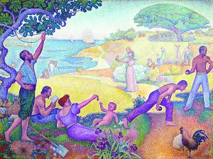 　19世纪法国点彩派画家保罗·希涅克创作的油画《和谐时代：黄金时代不在过去而在将来》