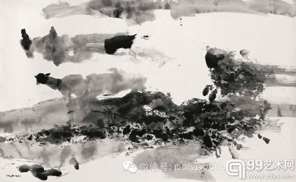 赵无极 《无题》水墨纸本67 x 108 cm.估价﹕HK$ 600,000 - 800,000US$ 76,900 - 102,600
