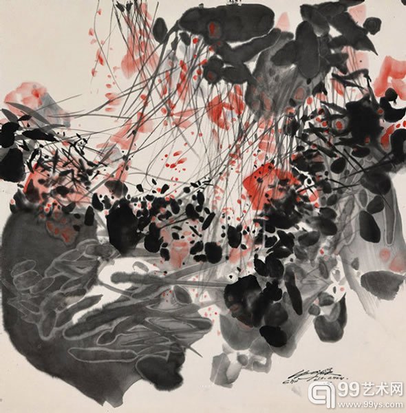 朱德群 《五月的梅斯 No. 4》2005 年作水墨设色纸本70 x 69 cm.估价﹕HK$ 900,000 - 1,200,000US$ 115,400 - 153,800