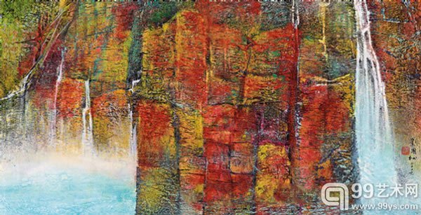 刘国松 《红石峡:云台山记游之一》2006 年作水墨设色纸本47.5 x 92.6 cm.估价﹕HK$ 220,000 - 320,000US$ 28,200 - 41,000