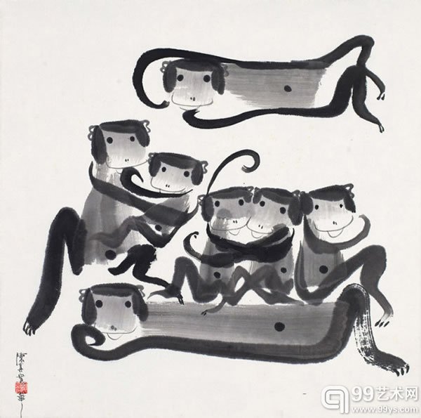 陈其宽 《聚》水墨纸本33 x 33.3 cm.估价﹕HK$ 60,000 - 80,000US$ 7,700 - 10,300