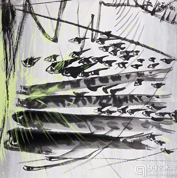 赵春翔 《无题》水墨设色纸本45 x 45 cm.估价﹕HK$ 50,000 - 80,000US$ 6,400 - 10,300