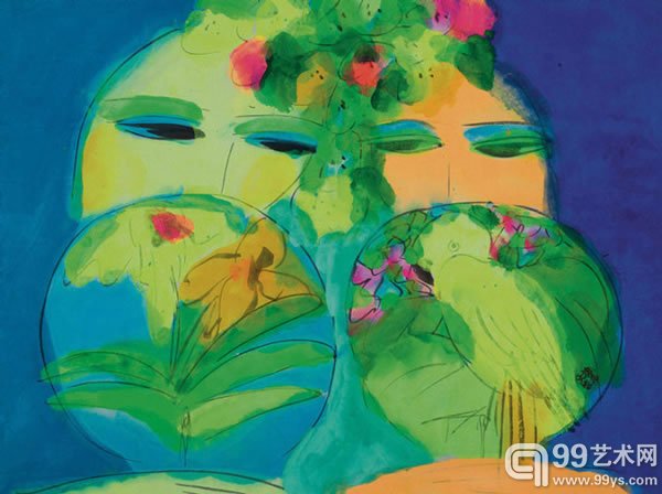 丁雄泉 《伴》水墨压克力纸本46.5 x 62.3 cm.估价﹕HK$ 60,000 - 80,000US$ 7,700 - 10,300