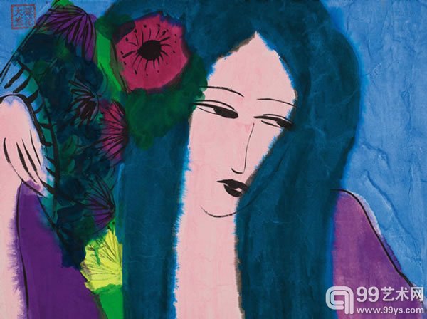 丁雄泉 《七美图》压克力纸本裱於画布36 x 49 cm.估价﹕HK$ 50,000 - 70,000US$ 6,400 - 9,000