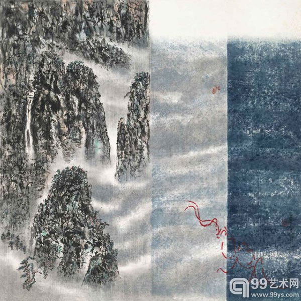 梁巨廷(b.1945)云山纸本设色创作：1987修正：201468.5×68.5cmHKD:100,000-150,000