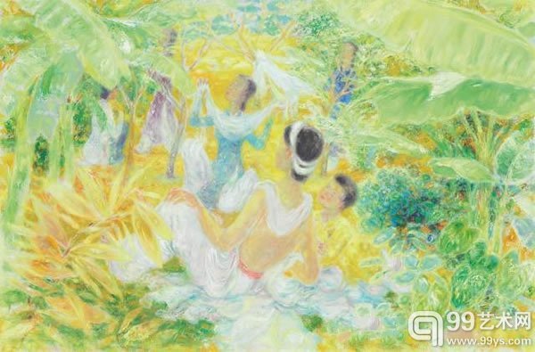 黎谱花园仕女油彩画布130 x 196 公分 (51 3/8 x 77 1/8 英寸)款识：黎谱 Le Pho (右下)港币800,000-1,000,000美元102,600-128,200