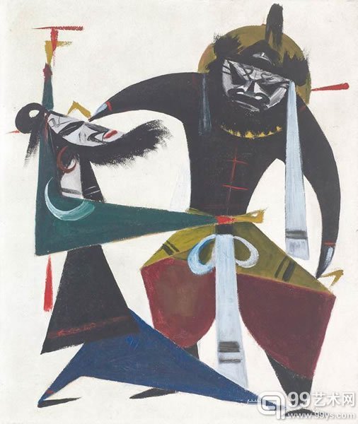 林风眠戏剧系列：王辽暗杀油彩画布约1956年作53.5 x 45 公分 (21 1/8 x 17 5/8 英寸)港币2,000,000-3,000,000美元256,400-384,600