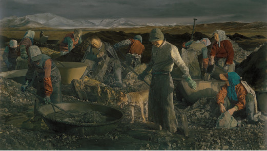 顾天龙 乌金淘客 160×280cm 2013-2014年