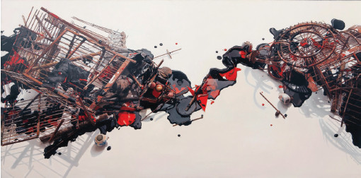 李海华 笼与鹤之残局1 100x200cm 2013年