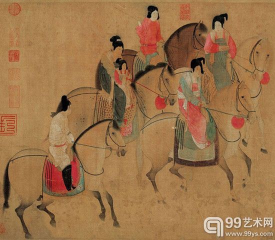 唐张萱《虢国夫人出游图》