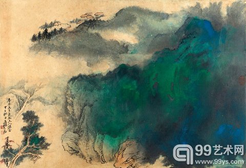 4.张大千作品《Green and Blue Landscape》, 成交价56.35万美元