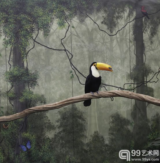 埃里克·裴欧  《巨嘴鸟与树藤》   摄影,颜料墨水,艺术纸