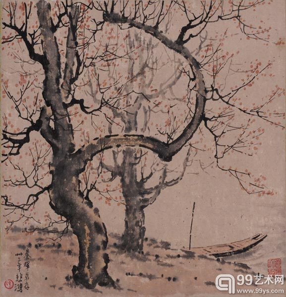 《秋林待渡》