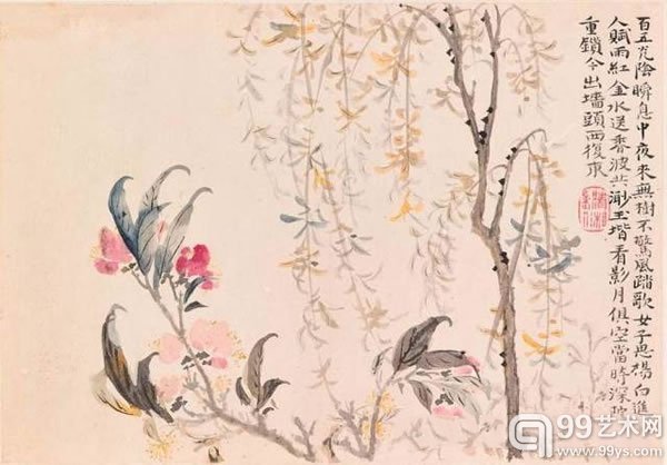 清石涛花卉册设色纸本册页镜框八幅每幅26.7x38.1公分(10?x15英寸)港币18,000,000–26,000,000美元2,330,000–3,360,000