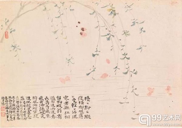 清石涛花卉册设色纸本册页镜框八幅每幅26.7x38.1公分(10?x15英寸)港币18,000,000–26,000,000美元2,330,000–3,360,000
