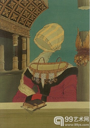 《向大师致敬—寻找汉斯•荷尔拜因》 绢本设色 49.5x35.5cm 2014年