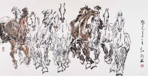 骏马图-136x69cm-2013 