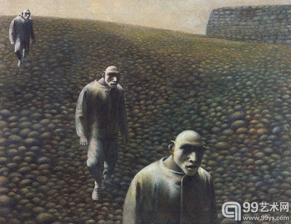 方力钧 油画（之三） 46.5×60.2cm 布面油画 1988-1989年