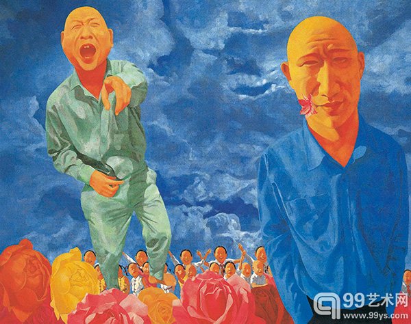 方力钧作品 1993.02 180×230cm 布面丙烯