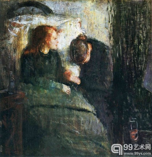 蒙克1885-1886年作品《病孩》