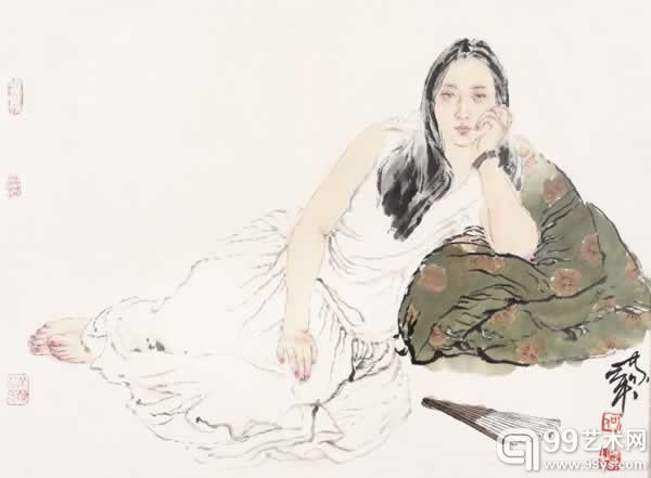 何家英（b.1962）少女图