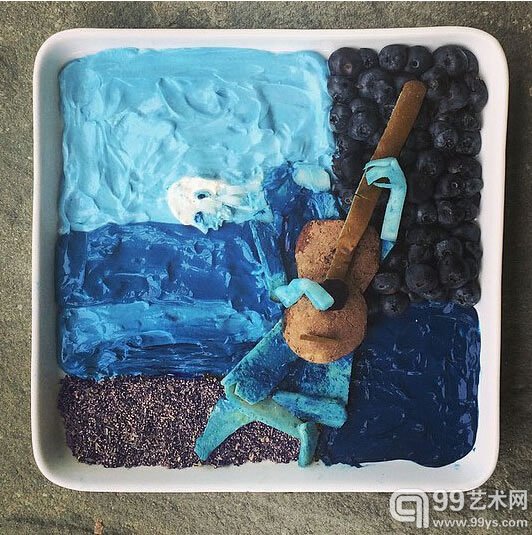 食物版本毕加索作品《老吉他手》