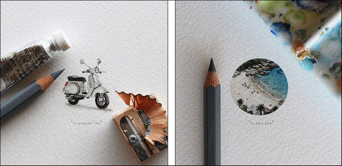 卢茨每天需要3到6个小时绘制微型画，其作品涉及范围很广，包括场景、名人以及动物等。