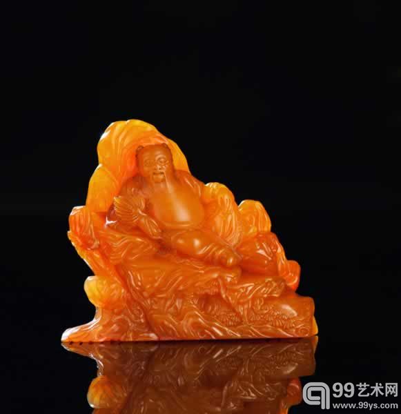 周尚均作田黄石汉钟离人物摆件++重89g
