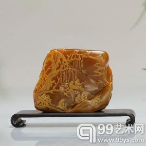 黄金黄田黄冻石薄意随形章（190g）