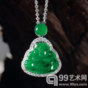 老坑帝王绿翡翠弥勒挂坠