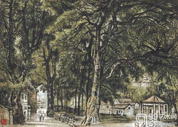 李小可 《鸡公山村舍》 1978年 78×144cm