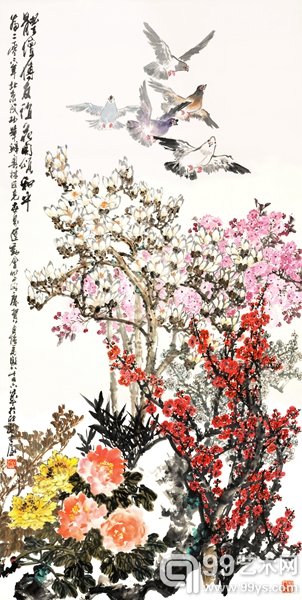 2 花开颂和平 （2008年)122X244cm