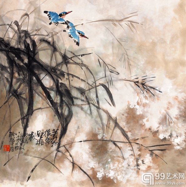 4 芦花摇曳野塘秋（2003年）90cmx90cm