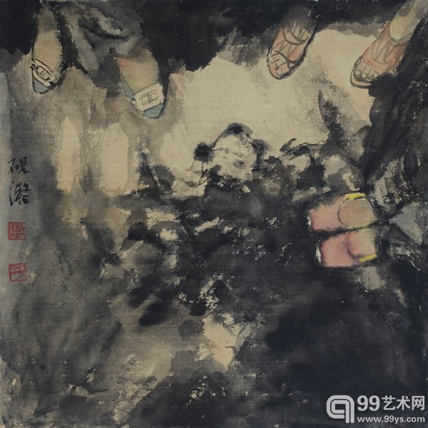 纸本设色《夏天印象-足》 1426-224  47cm x 47cm