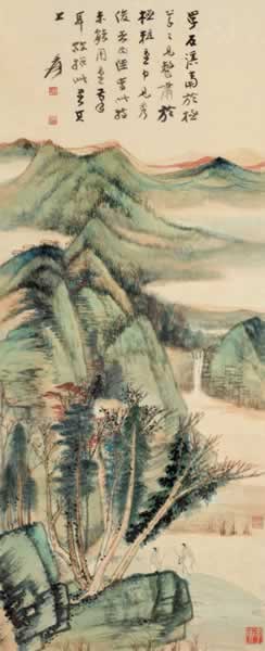 张大千 清溪策杖图