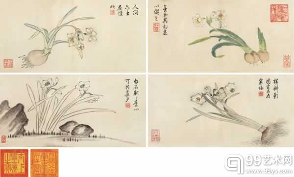 乾隆帝 水仙 四帧