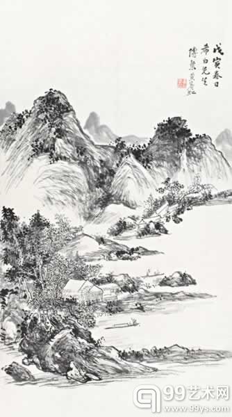 黄宾虹 墨山秀茂 1938年作 立轴 水墨纸本 74×41cm.