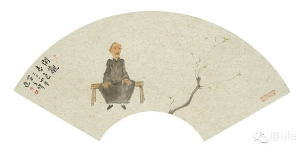 毕立伟 闲观春色 纸本水墨 扇面 2014