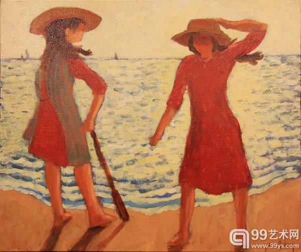 les deux amies sur une plage deNormandie（后印象的诗情画意艺术家彦那•黑北客作品展）