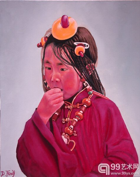 丹尼尔·斐诺伊先生  纯真藏族小姑娘  40×50cm（西班牙当代艺术联展）