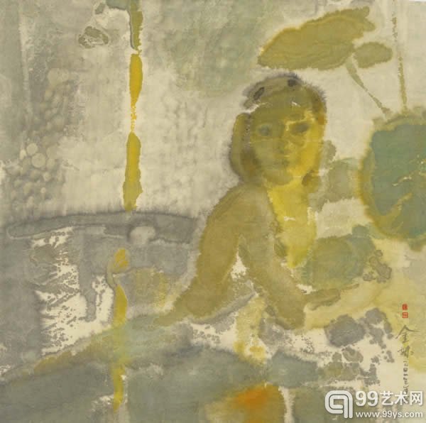 金妹作品：漫游金池2 69x69cm纸本水墨2013