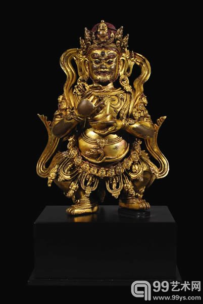 明永宣（宫廷风格） 铜鎏金二臂大黑天 18.5 cm high