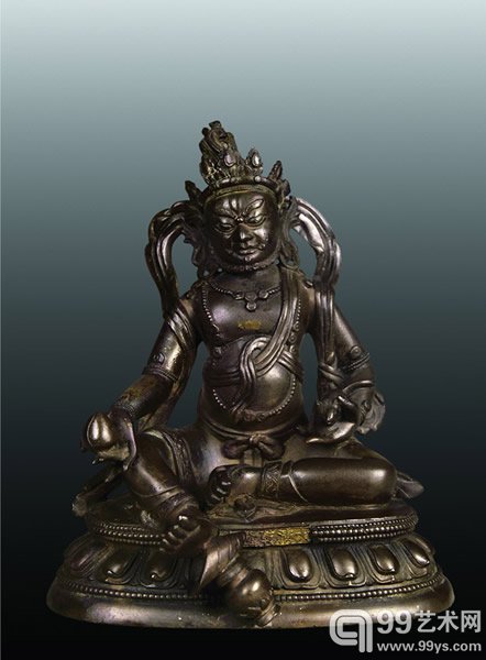 清乾隆（宫廷） 铜黄财神 19.7 cm high