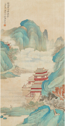 仿湘碧山水 立轴 设色绢本