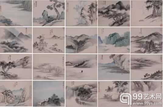 吴湖帆 仿古山水册二十开