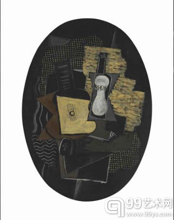 乔治·布拉克作品《吉他和朗姆酒》（1918）