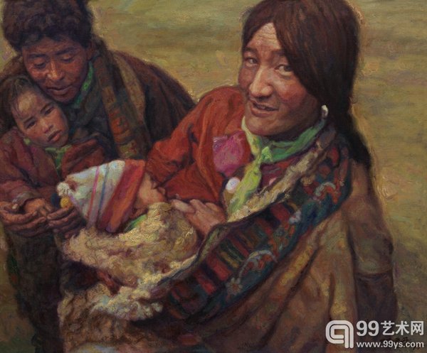 陈逸飞 幸福家庭 油彩画布 100X120cm