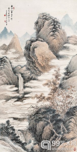 启功 秋山人在画中行