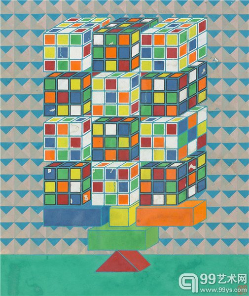 彭剑，平衡，纸本设色，46.5×39cm，2014